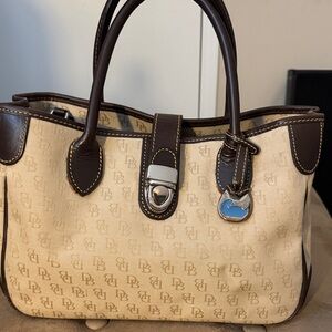 Dooney & Bourke Cream and Brown Satchel